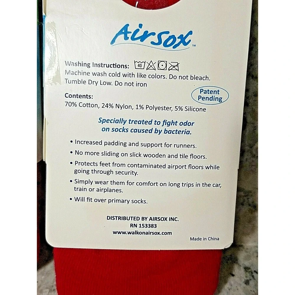 Airsox Unisex Ankle Socks Ladies 4-10 Men 6-8 Red Lot of‎ 2 Yoga Pilates NEW
